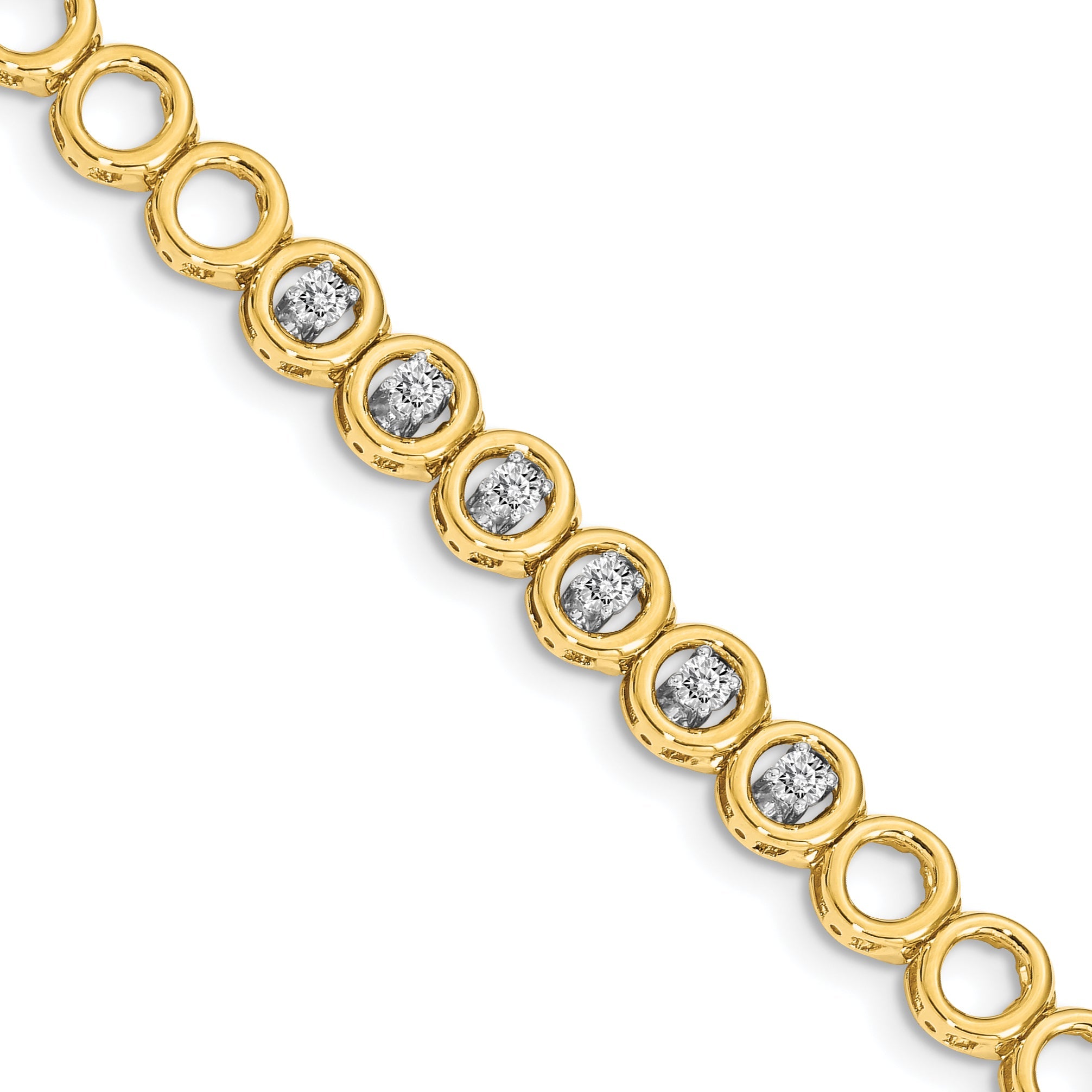 14K Yellow Gold Complete 1/2 Carat Round Vs Diamond Circle Add A 7 Inch Tennis Bracelet