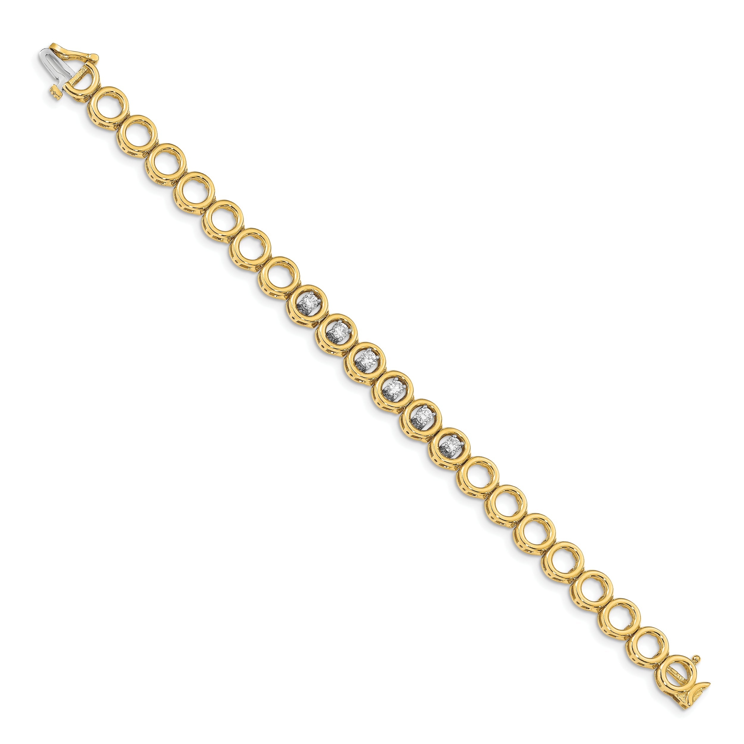 14K Yellow Gold Complete 3/4 Carat Round Aa Diamond Circle Add A 7 Inch Tennis Bracelet
