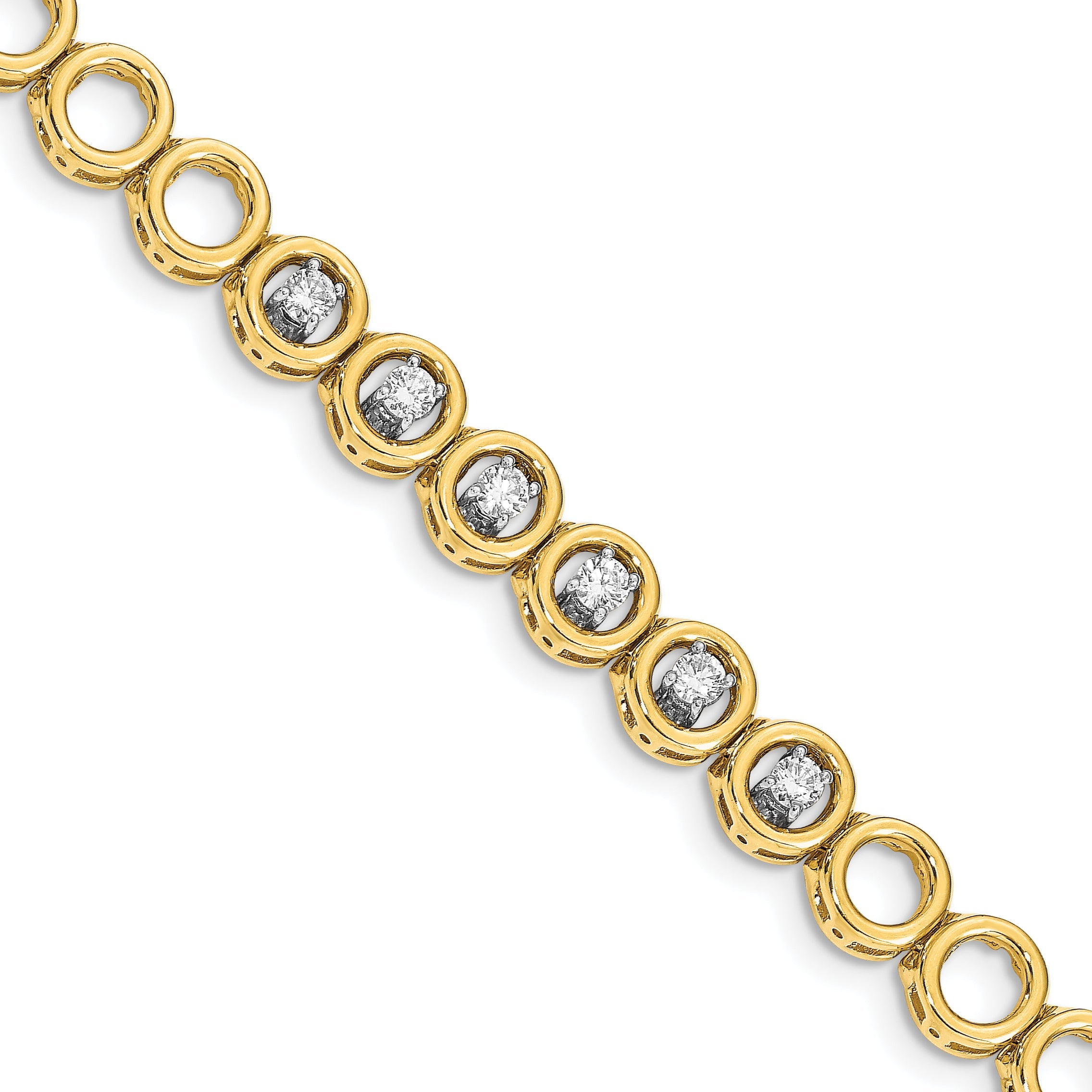 14K Yellow Gold Complete 3/4 Carat Round Aa Diamond Circle Add A 7 Inch Tennis Bracelet