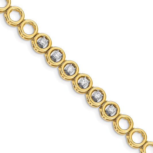 14K Yellow Gold Complete 3/4 Carat Round Aaa Diamond Circle Add A 7 Inch Tennis Bracelet