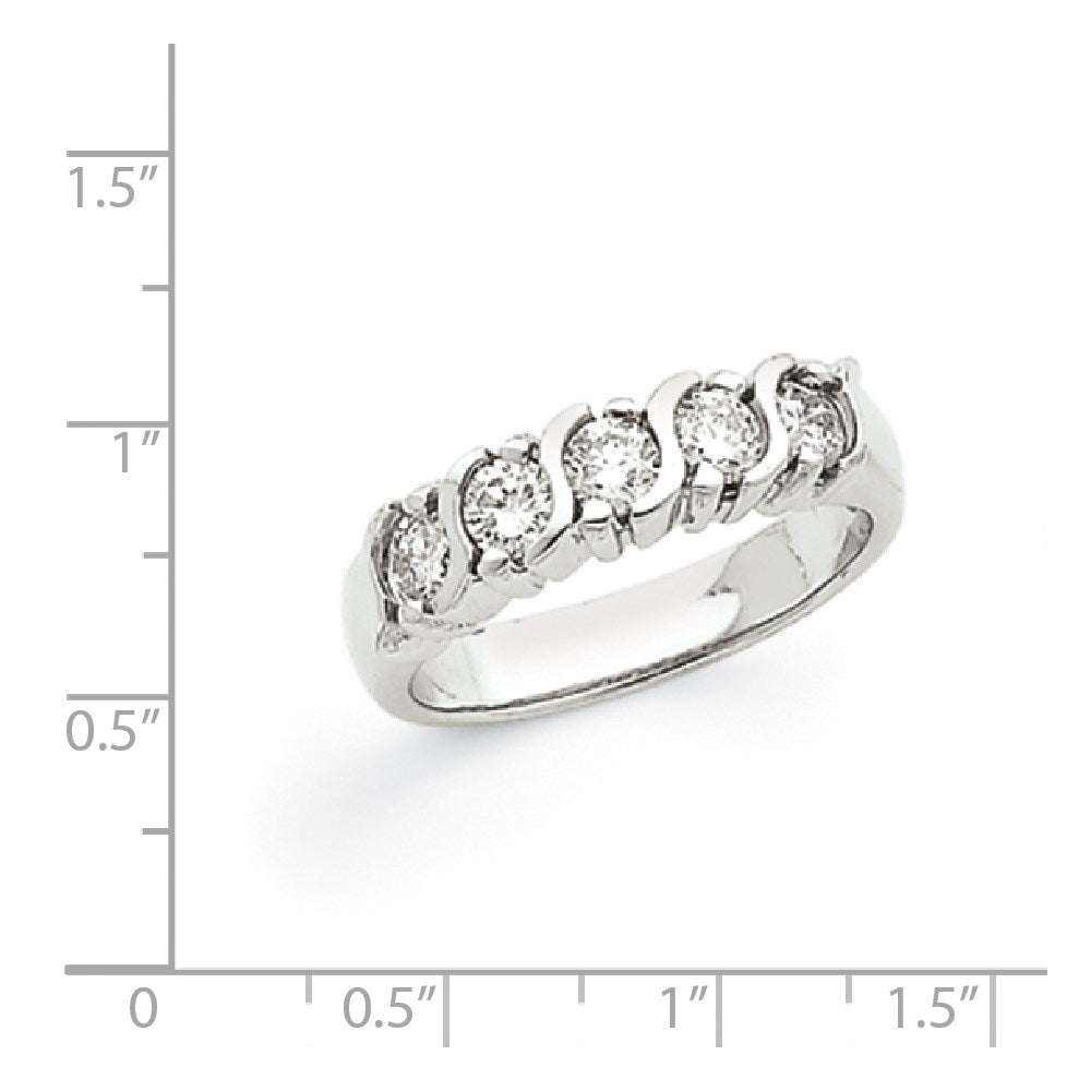 14k White Gold A Real Diamond 5-Stone Ring