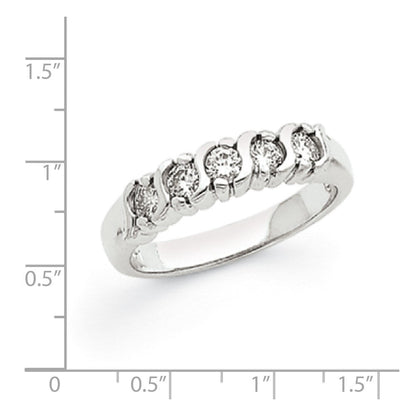 14k White Gold A Real Diamond 5-Stone Ring