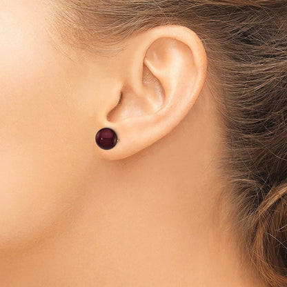 14K Yellow Gold 9 10mm Brown Round Freshwater Cultured Pearl Stud Post Earrings