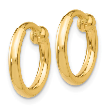14K Yellow Gold Non Pierced Hoop Earrings