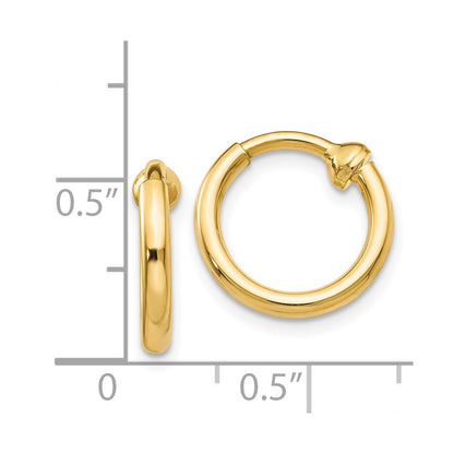 14K Yellow Gold Non Pierced Hoop Earrings