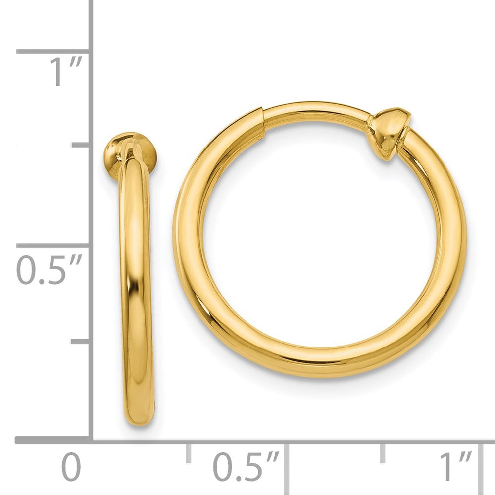14K Yellow Gold Non Pierced Hoop Earrings