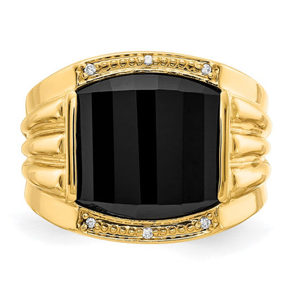 14K Yellow Gold Aa Diamond Men'S Ring
