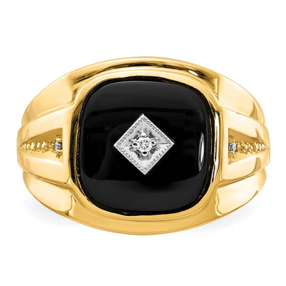 14K Yellow & Rhodium Aaa Diamond Men'S Ring