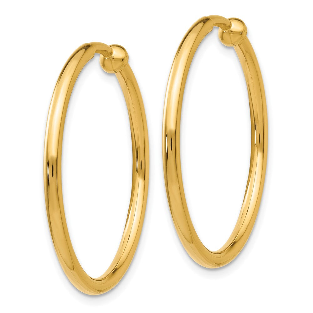 14K Yellow Gold Non Pierced Hoop Earrings