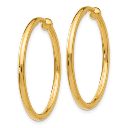 14K Yellow Gold Non Pierced Hoop Earrings
