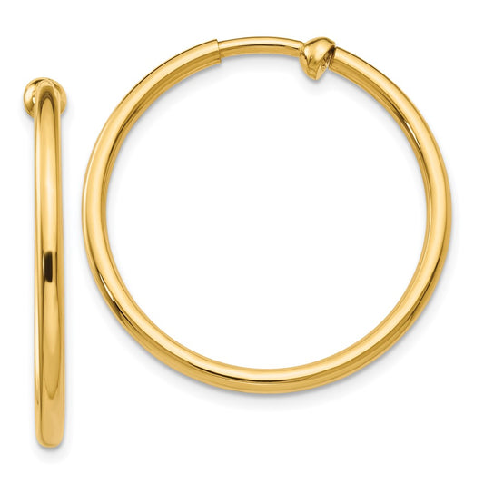 14K Yellow Gold Non Pierced Hoop Earrings