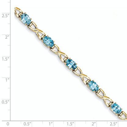 14K Yellow Gold 7X5mm Oval Blue Topaz Bracelet
