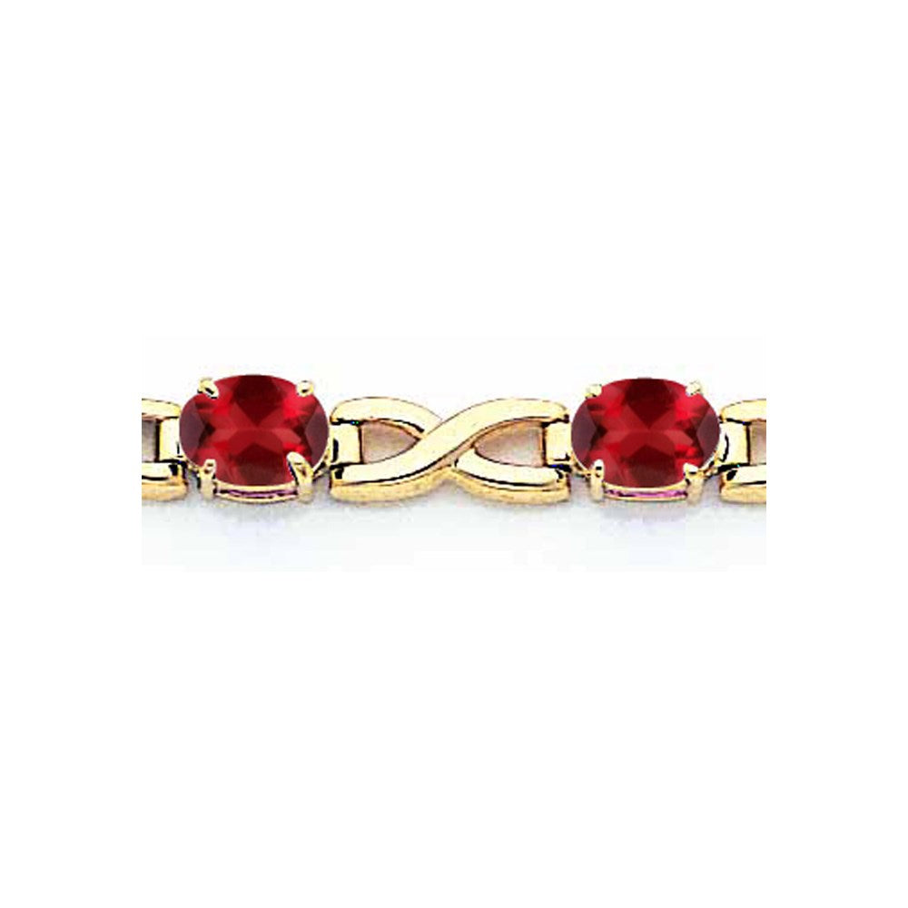 14K Yellow Gold 7X5mm Oval Garnet Bracelet