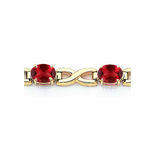 14K Yellow Gold 7X5mm Oval Garnet Bracelet