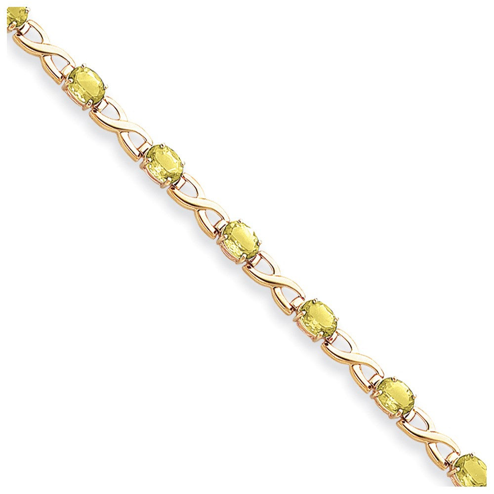 14K Yellow Gold 7X5mm Oval Peridot Bracelet