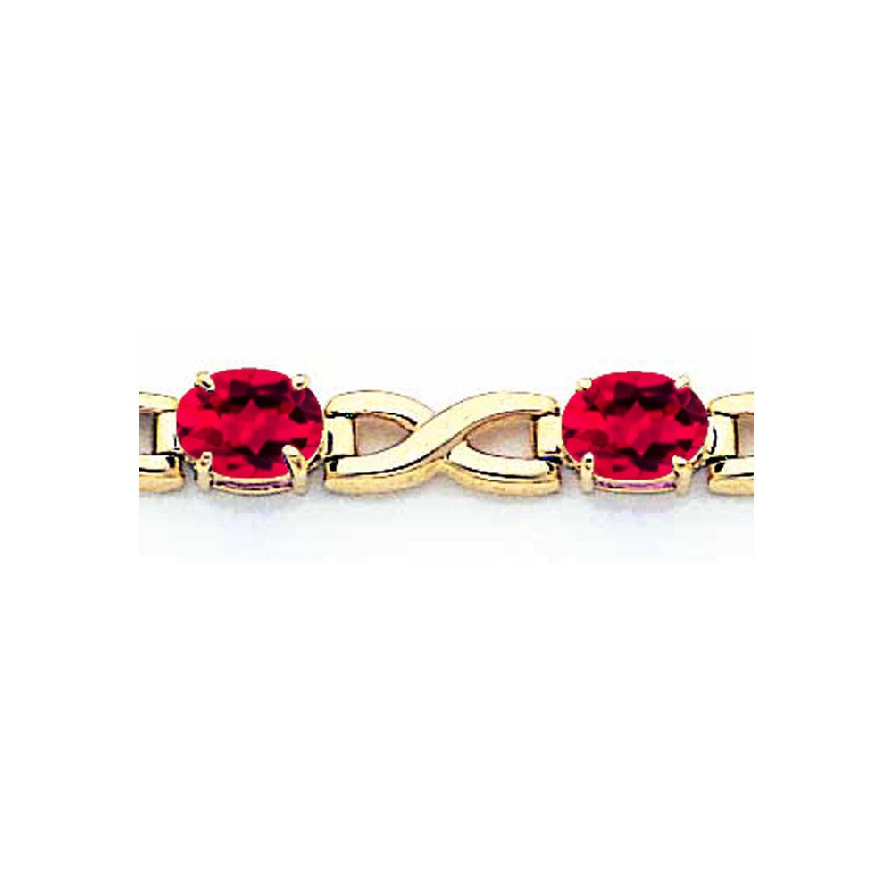 14K Yellow Gold 7X5mm Oval Ruby Bracelet