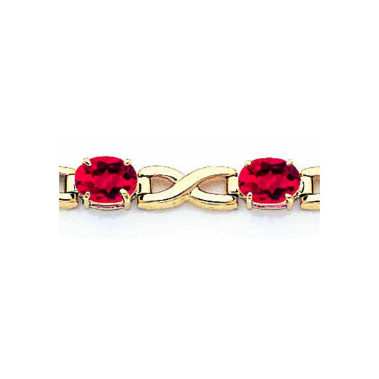 14K Yellow Gold 7X5mm Oval Ruby Bracelet