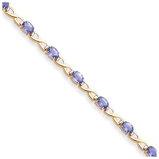 14K Yellow Gold 7X5mm Oval Tanzanite Bracelet