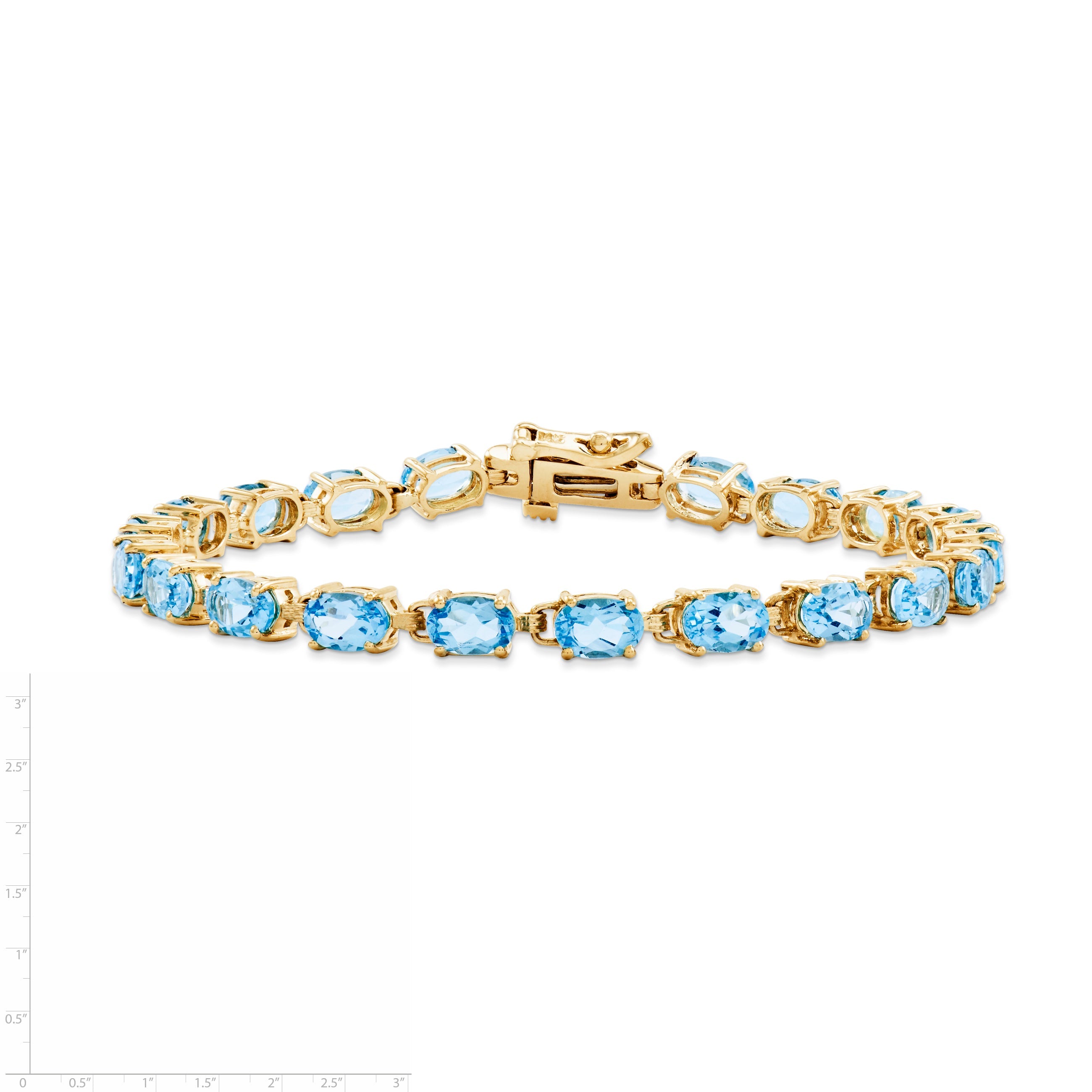 14K Yellow Gold 6X4mm Oval Blue Topaz Bracelet