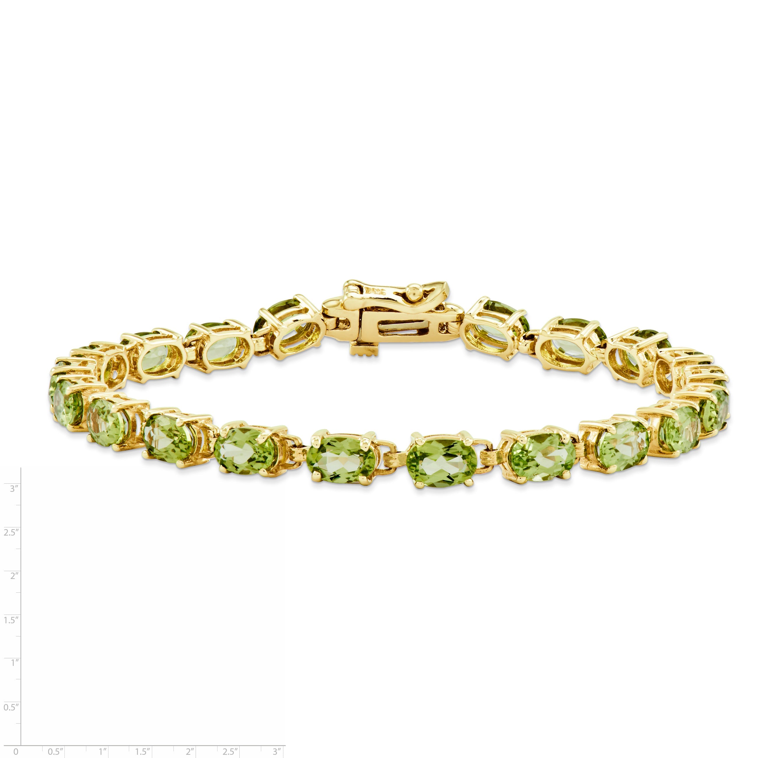 14K Yellow Gold 6X4mm Oval Peridot Bracelet