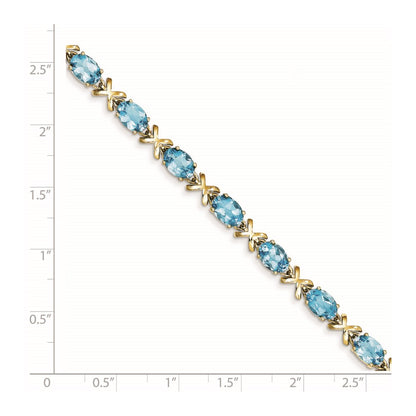 14K Yellow Gold 7X5mm Oval Blue Topaz Bracelet