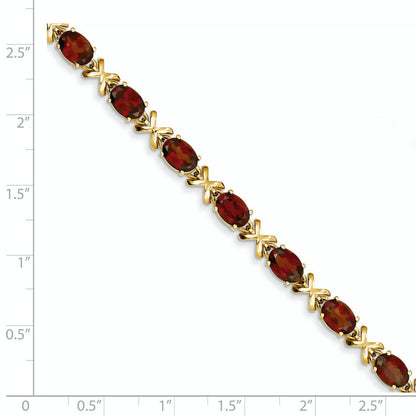 14K Yellow Gold 7X5mm Oval Garnet Bracelet