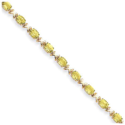 14K Yellow Gold 7X5mm Oval Peridot Bracelet