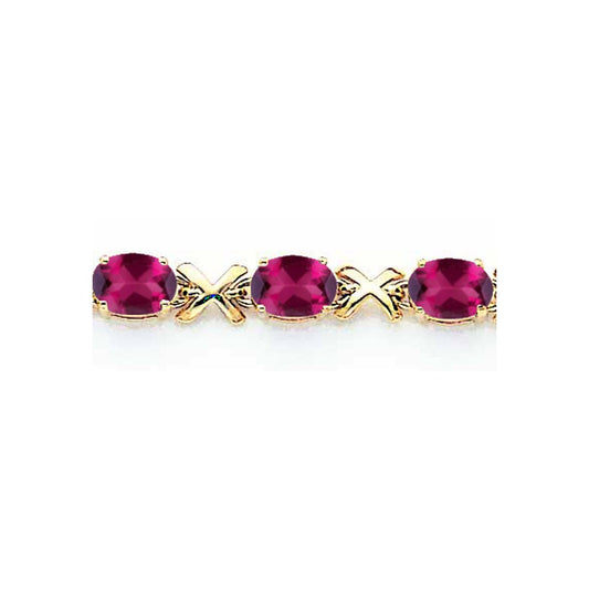14K Yellow Gold 7X5mm Oval Rhodolite Garnet Bracelet