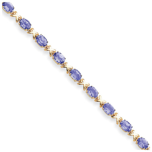14K Yellow Gold 7X5mm Oval Tanzanite Bracelet