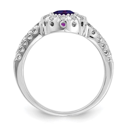 14k White Gold 5mm Amethyst A Real Diamond ring