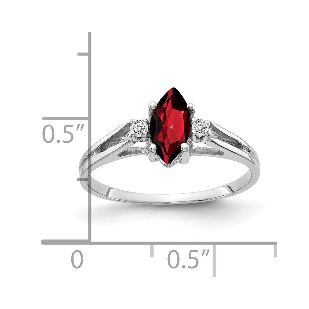 14k White Gold 8x4mm Marquise Garnet VS Real Diamond ring