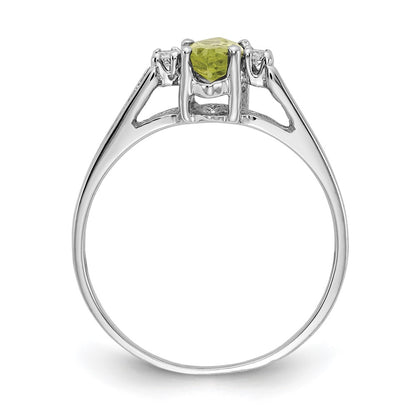 14K White Gold 8X4mm Marquise Peridot Aa Diamond Ring