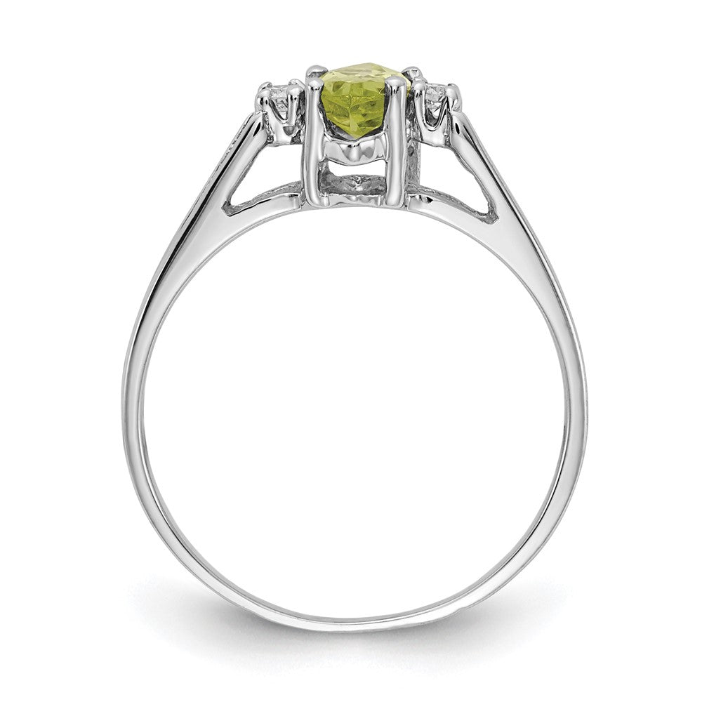 14K White Gold 8X4mm Marquise Peridot Vs Diamond Ring