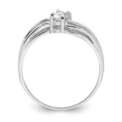 14K White Gold 5X3mm Oval Cubic Zirconia Ring