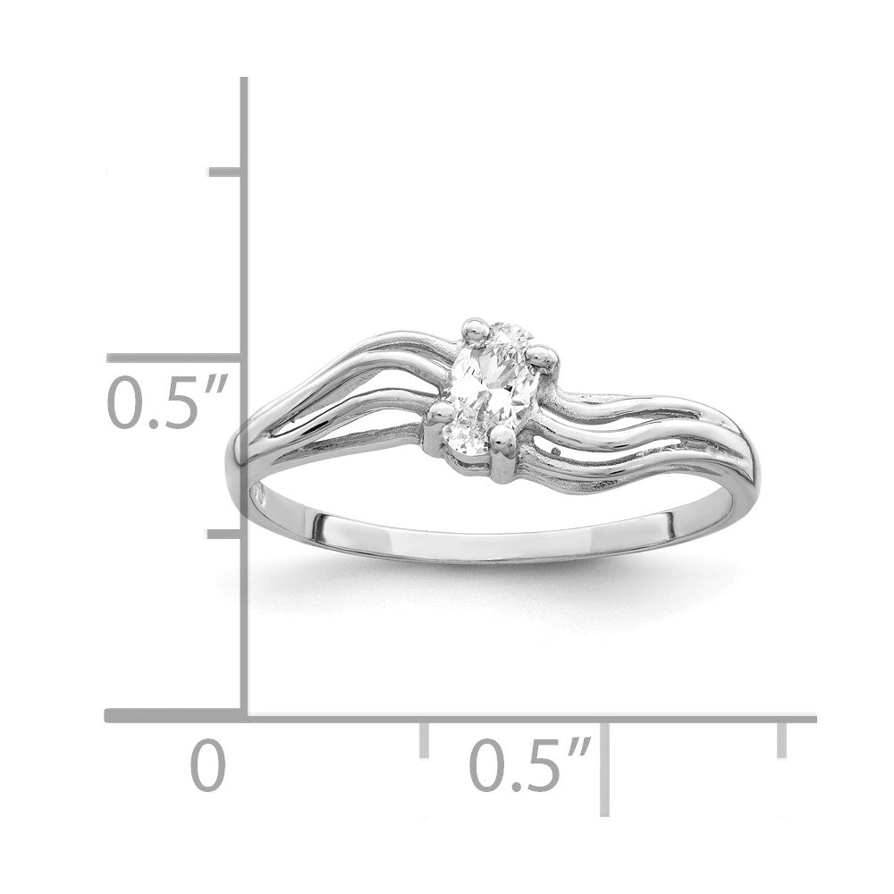 14K White Gold 5X3mm Oval Cubic Zirconia Ring