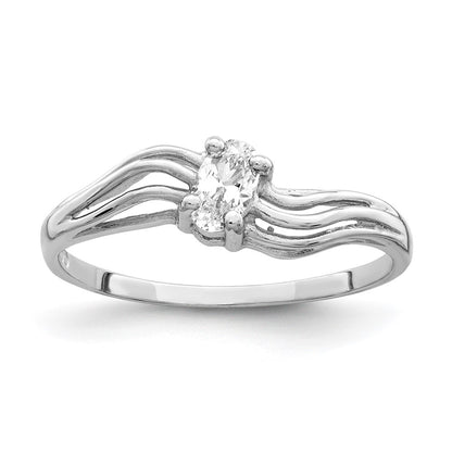 14K White Gold 5X3mm Oval Cubic Zirconia Ring