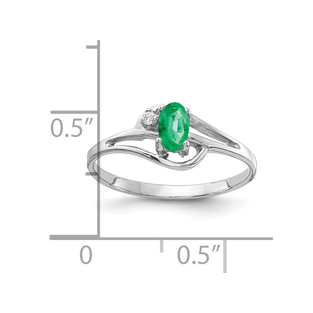 14K White Gold 5X3mm Oval Emerald Aaa Diamond Ring