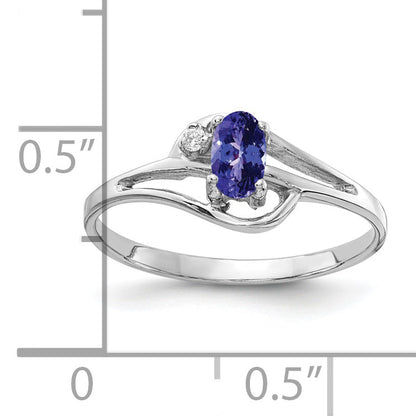 14K White Gold 5X3mm Oval Tanzanite Aa Diamond Ring