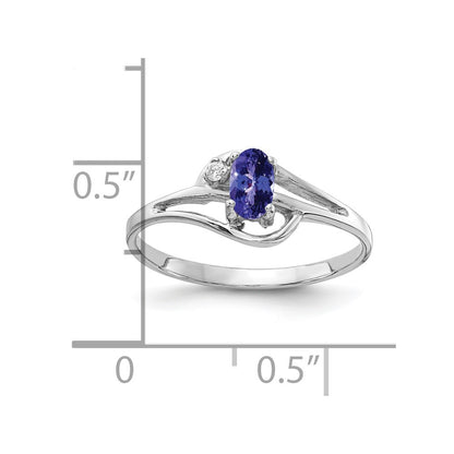 14K White Gold 5X3mm Oval Tanzanite Aaa Diamond Ring