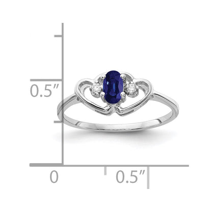 14k White Gold 5x3mm Oval Sapphire AAA Real Diamond ring