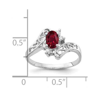 14k White Gold 6x4mm Oval Created Ruby AA Real Diamond ring
