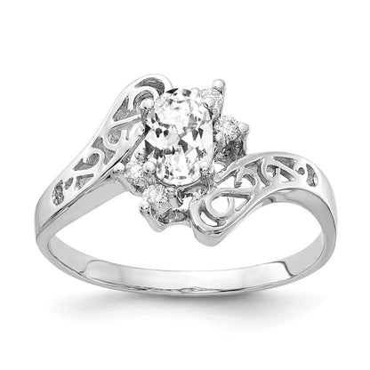 14k White Gold 6x4mm Oval Cubic Zirconia VS Real Diamond ring