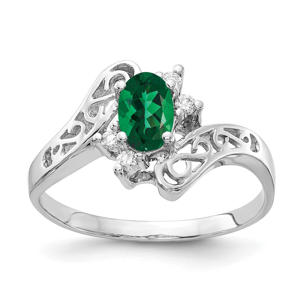 14k White Gold 6x4mm Oval Mount St. Helens AAA Real Diamond ring