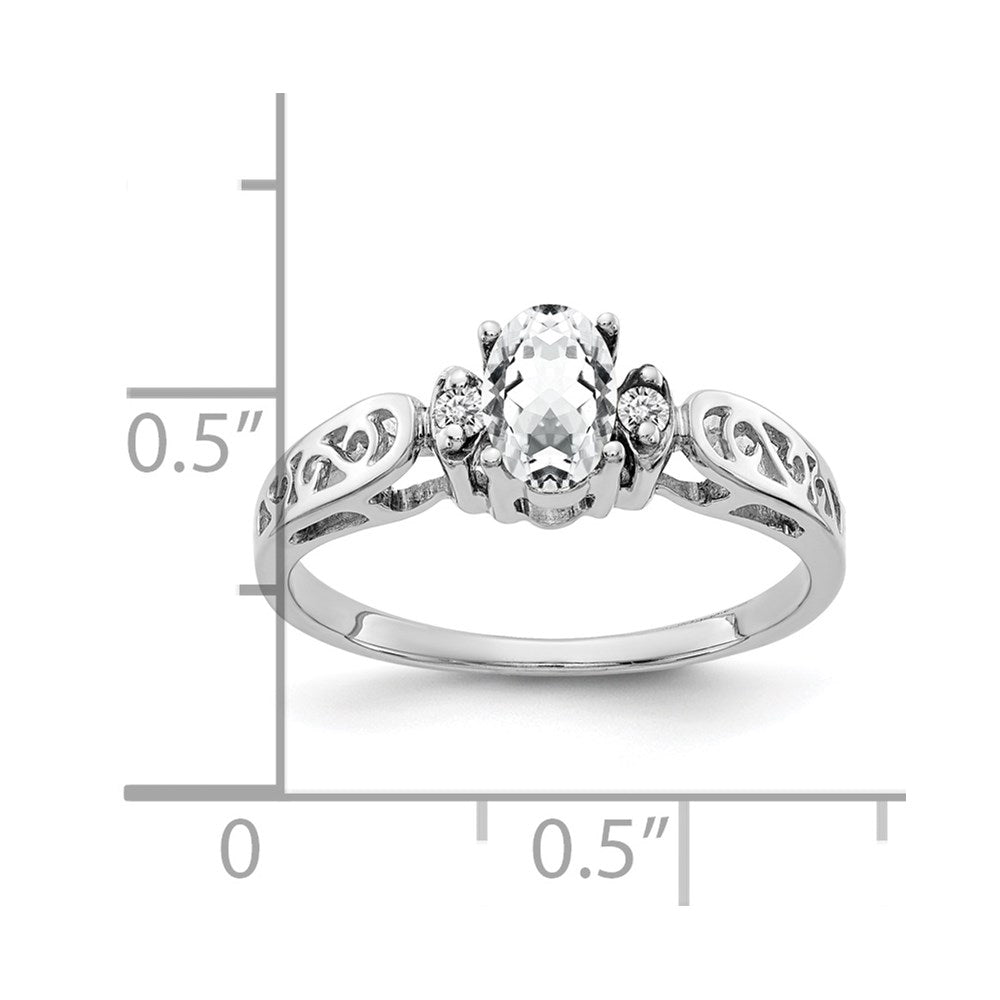 14k White Gold 6x4mm Oval Cubic Zirconia VS Real Diamond ring