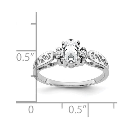 14k White Gold 6x4mm Oval Cubic Zirconia VS Real Diamond ring