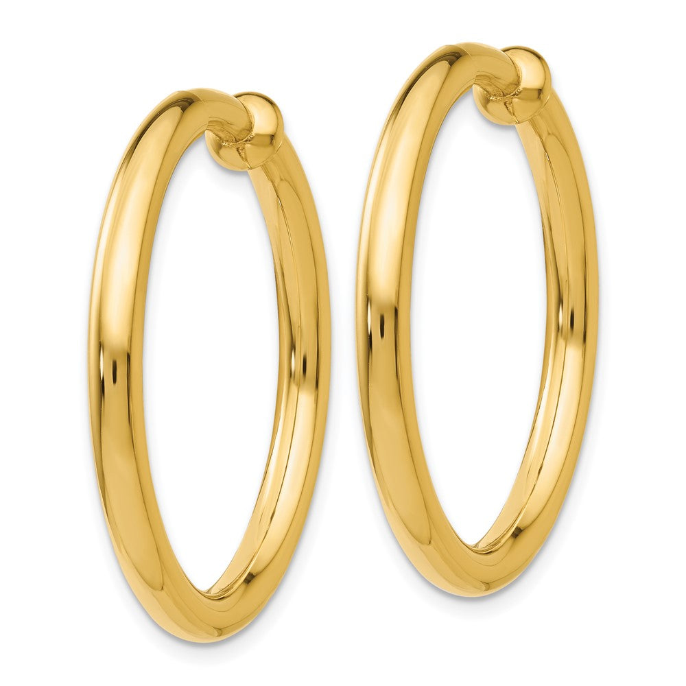 14K Yellow Gold Non Pierced Hoop Earrings