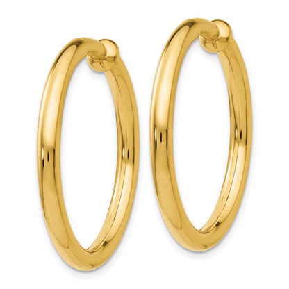 14K Yellow Gold Non Pierced Hoop Earrings