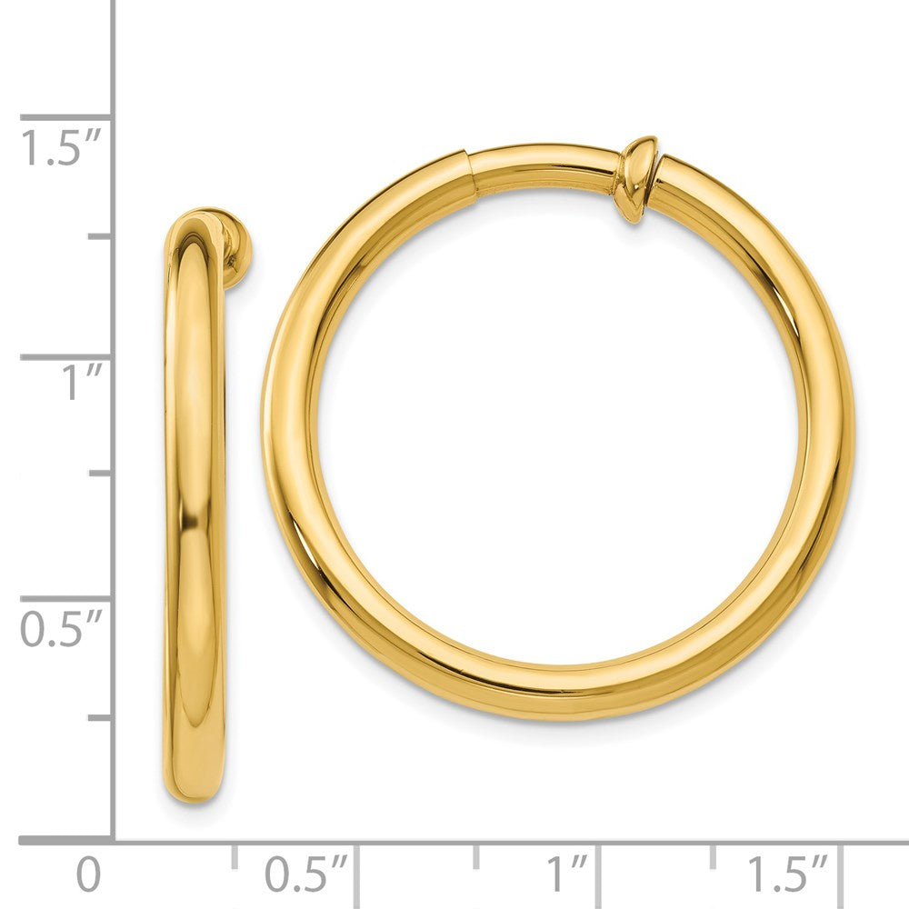 14K Yellow Gold Non Pierced Hoop Earrings