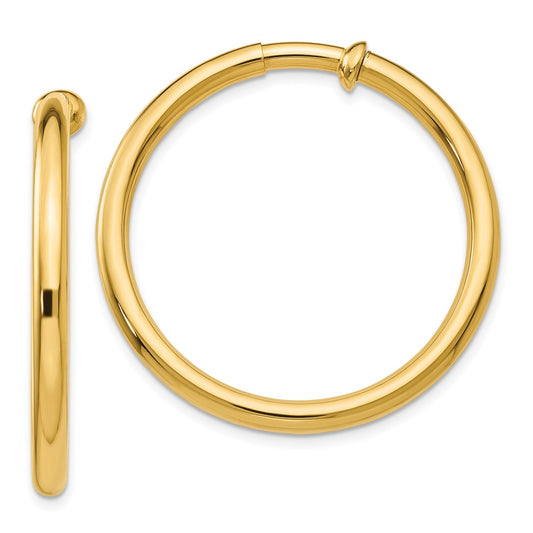 14K Yellow Gold Non Pierced Hoop Earrings