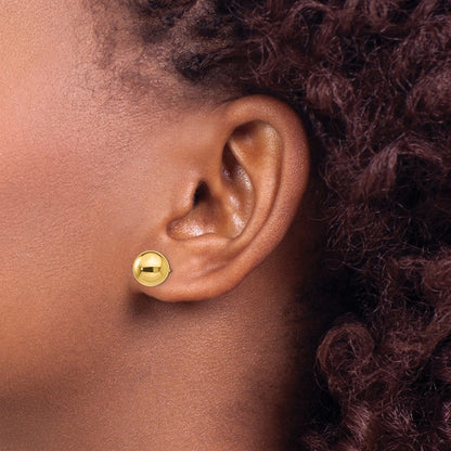 14K Yellow Gold Polished 9mm Ball Post Earrings